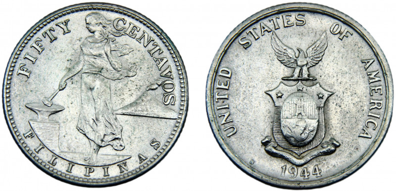 Philippines Commonwealth 50 Centavos 1944 S San Francisco mint U.S. Administrati...