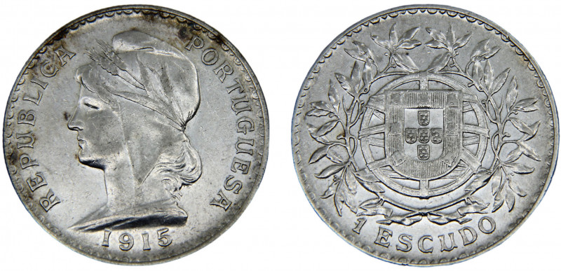 Portugal First Republic 1 Escudo 1915 Silver 25.06g KM# 564