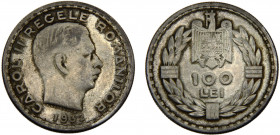 Romania Kingdom Carol II 100 Lei 1932 Heaton's mint Silver 13.98g KM# 52