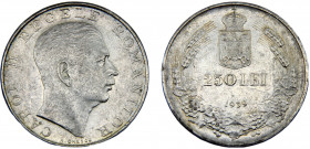 Romania Kingdom Carol II 250 Lei 1939 Bucharest mint Silver 12.05g KM# 57