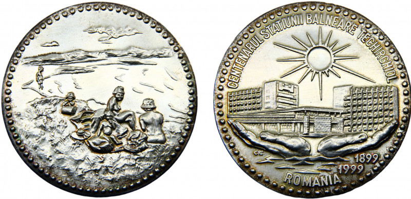 Romania Republic Medal 1999 "Centenarul strtiunii balneare techirghiol" Silver 1...