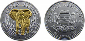 Somalia Somali Republic 1000 Shillings 2004 Munich mint(Mintage 5000) African Wildlife, Elephant，Silver Bullion Coinage Silver 0.999 31.39g KM# 183...