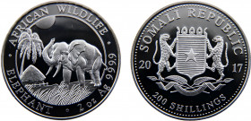 Somalia Somali Republic 200 Shillings 2017 Munich mint African Wildlife, Elephant，Silver Bullion Coinage Silver 0.999 26.98g