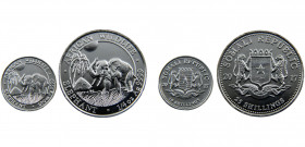 Somalia Somali Republic 10 Shillings/25 Shillings 2017 Munich mint 2 Lots, African Wildlife, Elephant，Silver Bullion Coinage Silver 0.999 27.2g