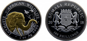 Somalia Somali Republic 100 Shillings 2018 Munich mint African Wildlife, Elephant，Silver Bullion Coinage Silver 0.999 31.23g