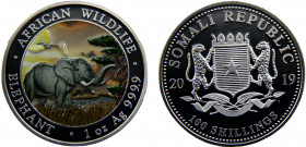 Somalia Somali Republic 100 Shillings 2019 Munich mint African Wildlife, Elephant，Silver Bullion Coinage Silver 0.999 31.31g