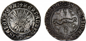 Spain Kingdom Kingdom of Castile and Aragon Fernando and Isabel ½ Real ND (1474-1504) T Toledo mint Catholic Kings Silver 1.6g Cal# 490
