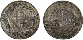 Spain Kingdom Principality of Catalonia Joseph Napoleon 5 Pesetas 1808 Barcelona mint Silver 26.9g KM# 69