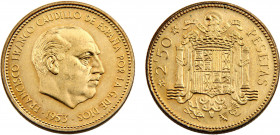 Spain Nationalist Government Francisco Franco 2.5 Pesetas 1957 *19-70 Madrid mint Aluminium-bronze 7.04g KM# 785