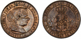 Spain Kingdom Isabel II 2½ Centimos de Escudo 1868 OM Seville mint Bronze 6.11g KM#634.5