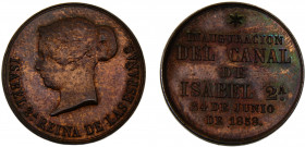 Spain Kingdom Isabel II Medal 1858 Inauguration of Isabella Canal, In 1858 Copper 7.44g