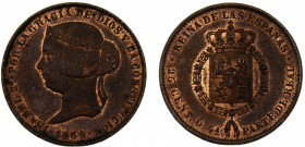 Spain Kingdom Isabel II 25 Centimos 1859 Madrid mint Pattern, Designed by Fernandez Pescador. Never adopted type Copper 8.21g KM-615.2
