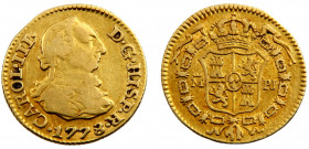 Spain Kingdom Carlos III ½ Escudo 1778 M PJ Madrid mint 3nd type Gold 0.901 1.74g KM#415.1