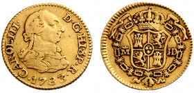 Spain Kingdom Carlos III ½ Escudo 1783 M JD Madrid mint 2nd type Gold 0.901 1.76g KM#415.1