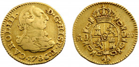 Spain Kingdom Carlos III ½ Escudo 1786 M DV Madrid mint 3rd type Gold 0.875 1.68g KM#425.1
