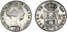 Spain Kingdom Isabel II 4 Reales 1853 Seville mint Silver 5.13g KM#600.3