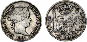 Spain Kingdom Isabel II 10 Reales 1861 Seville mint Silver 12.86g KM#611.3