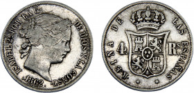 Spain Kingdom Isabel II 4 Reales 1862 Madrid mint Silver 5.13g KM#608.2