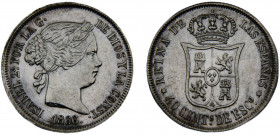 Spain Kingdom Isabel II 40 Centimos de Escudo 1866 Madrid mint Silver 5.15g KM#628.2