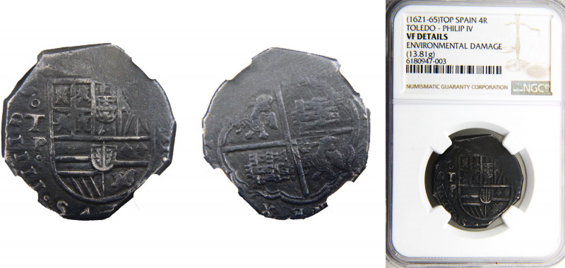 Spain Kingdom Philip IV 4 Reales "1621-1665" To P Toledo mint Cob coinage NGC VF...