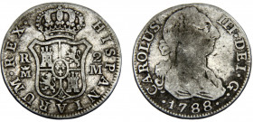 Spain Kingdom Carlos III 2 Reales 1788 M M Madrid mint 2nd type Silver 5.67g KM#412.1