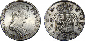 Spain Kingdom Fernando VII 8 Reales 1813 C CJ Cadiz mint 2nd portrait Silver 26.88g KM#466.2
