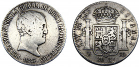 Spain Kingdom Fernando VII 20 Reales 1823 M SRD Madrid mint 3rd portrait Silver 26.71g KM#563.2