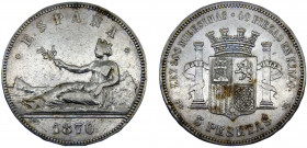 Spain Provisional Government 5 Pesetas 1870 *18-70 SNM Madrid mint Silver 24.66g KM# 655