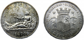 Spain Provisional Government 5 Pesetas 1870 *18-70 SNM Silver 24.6g KM# 655