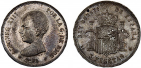 Spain Kingdom Alfonso XIII 5 Pesetas 1890 *18-90 MPM Madrid mint 1st portrait Silver 24.99g KM# 689