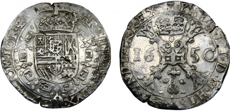 Spanish Netherlands Spainsh rule Couny of Tournai Philip IV 1 Patagon 1650 Tourn...