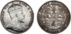 Straits Settlements British crown colony Edward VII 1 Dollar 1907 Royal mint Silver 20.18g KM# 26
