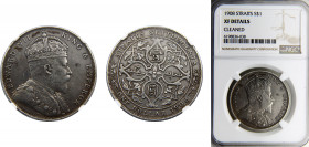 Straits Settlements British crown colony Edward VII 1 Dollar 1908 Royal mint NGC XFD Silver KM# 26