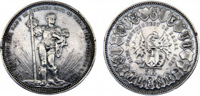 Switzerland Federal State Basel 5 Francs 1879 (Mintage 30000) Shooting Festival Silver 24.85g Dav ECT# 388