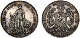 Switzerland Federal State Bern 5 Francs 1885 (Mintage 25000) Shooting Festival Silver 25.01g Dav ECT# 391