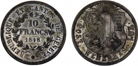 Switzerland Swiss cantons Canton of Geneva 10 Francs 1848 (Mintage 385) Rare Silver 52.1g KM# 138