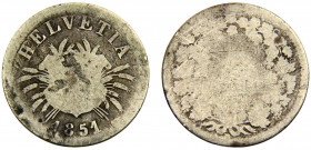 Switzerland Federal State 5 Rappen 1851 Billon 5% silver 1.48g KM# 5