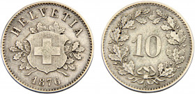 Switzerland Federal State 10 Rappen 1876 B Bern mint Billon 10% silver 2.51g KM# 6