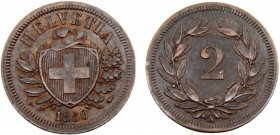 Switzerland Federal State 2 Rappen 1950 A Paris mint Bronze 2.43g KM# 4