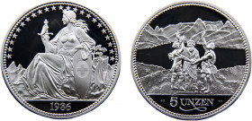 Switzerland Federal State 5 Unzen 1986 "Helvetia" Silver 0.999 156.1g KM# XMB1