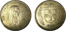 Switzerland Federal State 5 Francs 1923 B Bern mint Herdsman, large type Silver 25.01g KM# 37