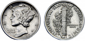 United States Federal republic 1 Dime 1919 Philadelphia mint "Mercury Dime" Silver 2.47g KM# 140