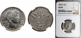 United States Federal republic ¼ Dollar 1898 O New Orleans mint "Barber Quarter" NGC AU58 Silver KM# 114