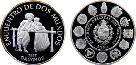 Uruguay Oriental Republic 250 Pesos Uruguayos 1997 (Mintage 11000) Ibero-American Series, Dances and Typical Costumes Silver 0.925 27.22g KM# 114
