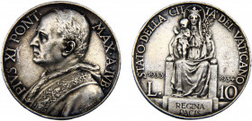 Vatican City Papal States Pivs XI 10 Lire 1933 Jubilee Silver 9.92g KM# 18