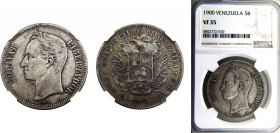 Venezuela United States 5 Bolívares 1900 Paris mint NGC VF35 Silver Y#24.2