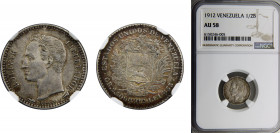Venezuela United States ½ Bolívar 1912 Paris mint NGC AU58 Silver Y# 21