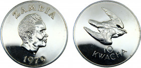 Zambia Republic 10 Kwacha 1979 (Mintage 3250) Conservation Silver 0.925 35.28g KM# 19