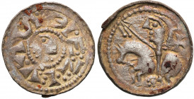 Medieval coins
POLSKA / POLAND / POLEN / SCHLESIEN

Bolesław II Śmiały (1058-1080). Denar książęcy, Krakow / Cracow - krzyżyk na księciem 

Aw.: ...