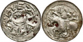 Medieval coins
POLSKA / POLAND / POLEN / SCHLESIEN

Bolesław II Śmiały (1058-1080). Denar książęcy, Krakow / Cracow - krzyżyk na księciem 

Aw.: ...